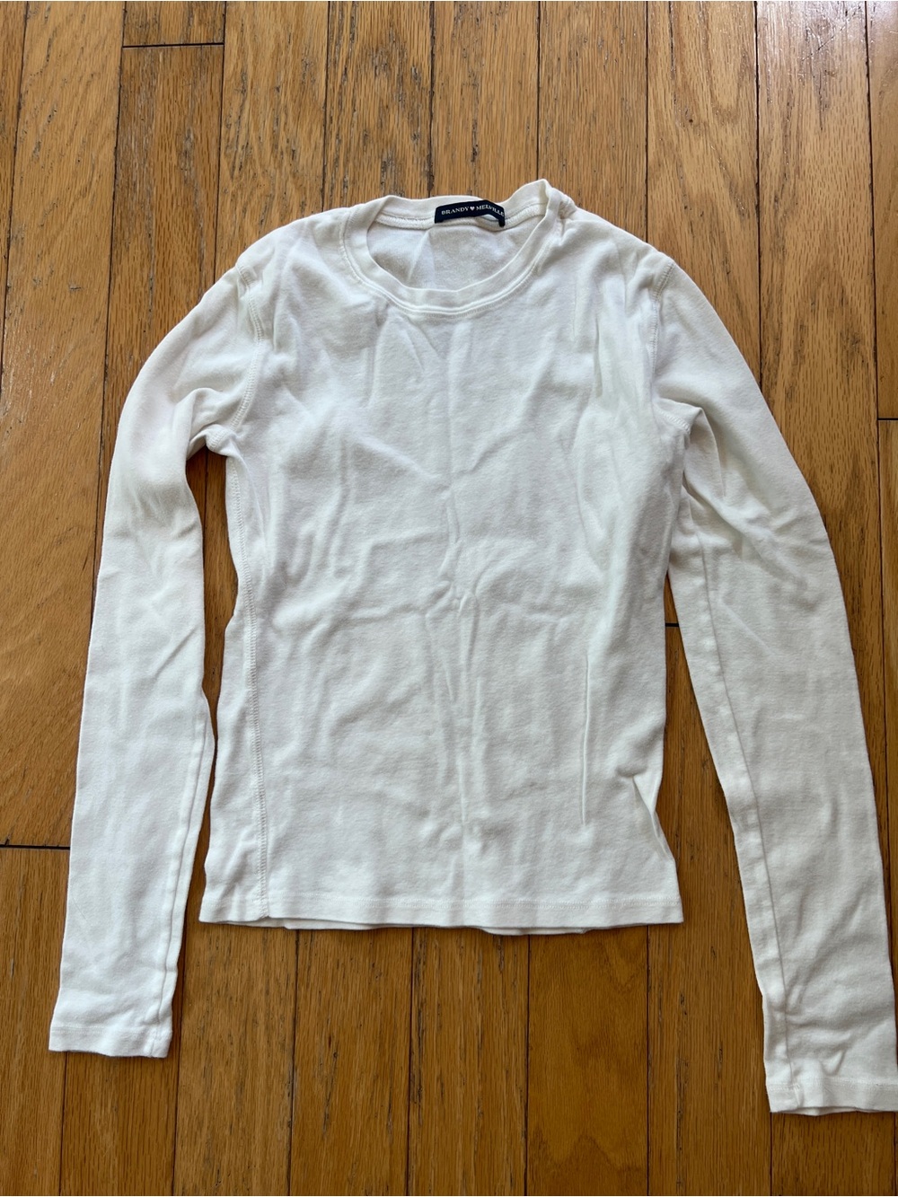 Brandy Melville White Long Sleeve Crewneck Top